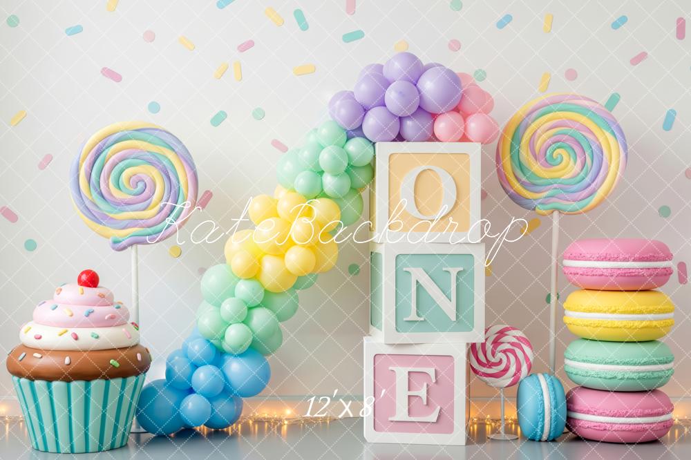 Kate Cake Smash 1st Balloons Sweets Pastel Backdrop Designed by Patty Robert - Image 8