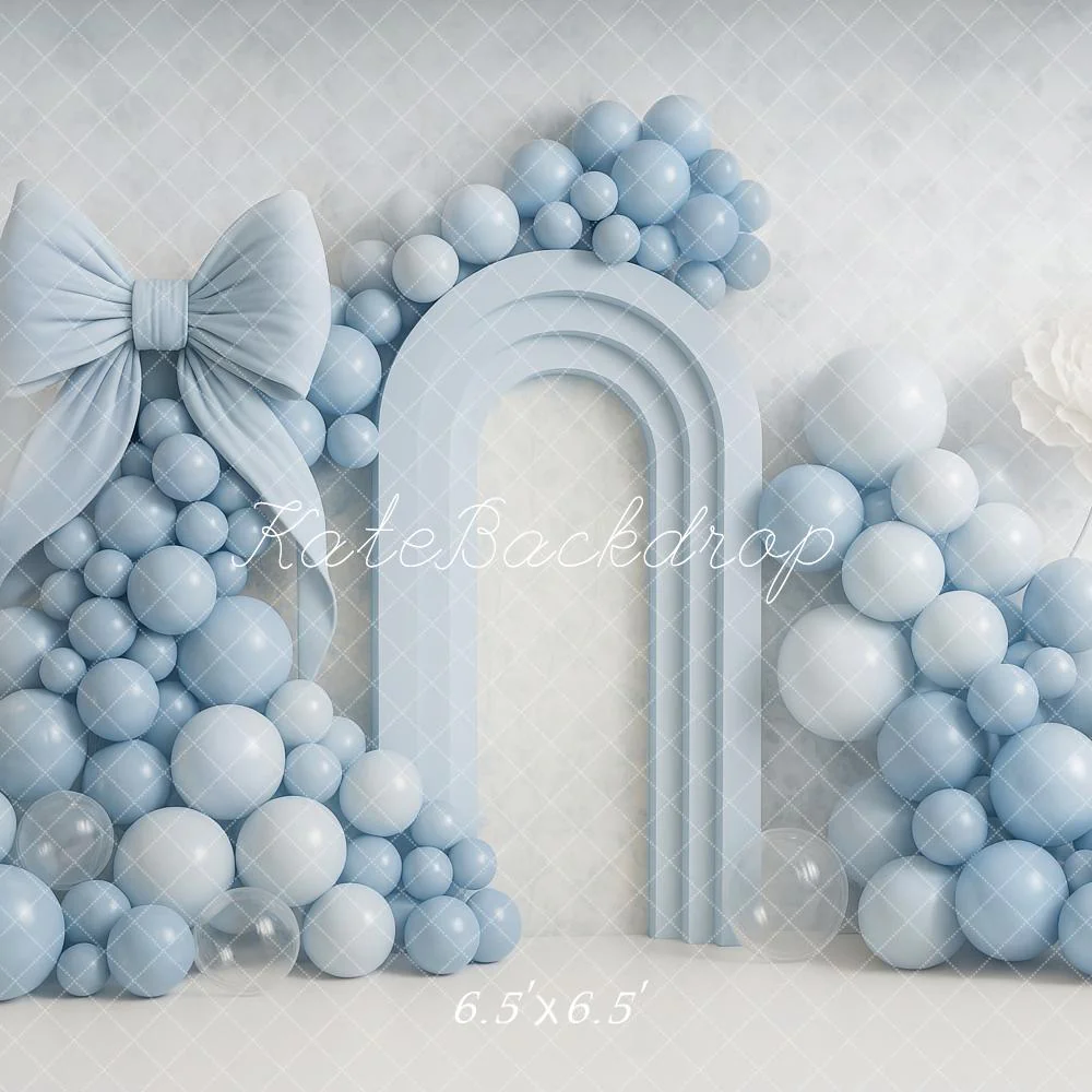 Kate Cake Smash Blue Balloon Arch Bow Backdrop Designed by Ashley Paul - Image 2