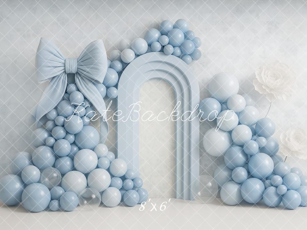 Kate Cake Smash Blue Balloon Arch Bow Backdrop Designed by Ashley Paul - Image 3