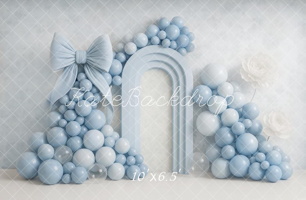 Kate Cake Smash Blue Balloon Arch Bow Backdrop Designed by Ashley Paul - Image 4