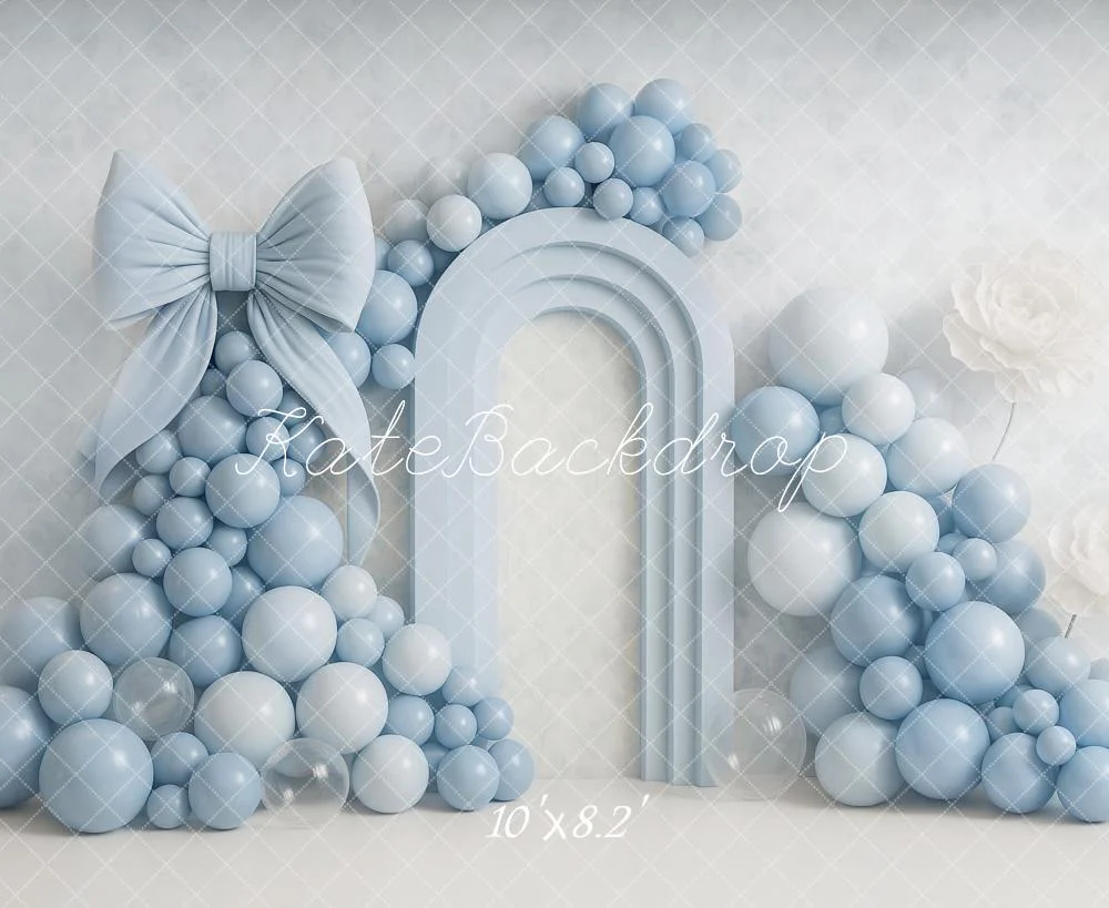 Kate Cake Smash Blue Balloon Arch Bow Backdrop Designed by Ashley Paul - Image 5