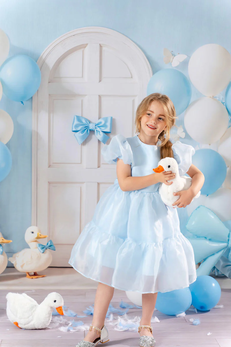 Kate Cake Smash Blue Balloon Ducks Door Backdrop Designed by Emetselch - Image 3