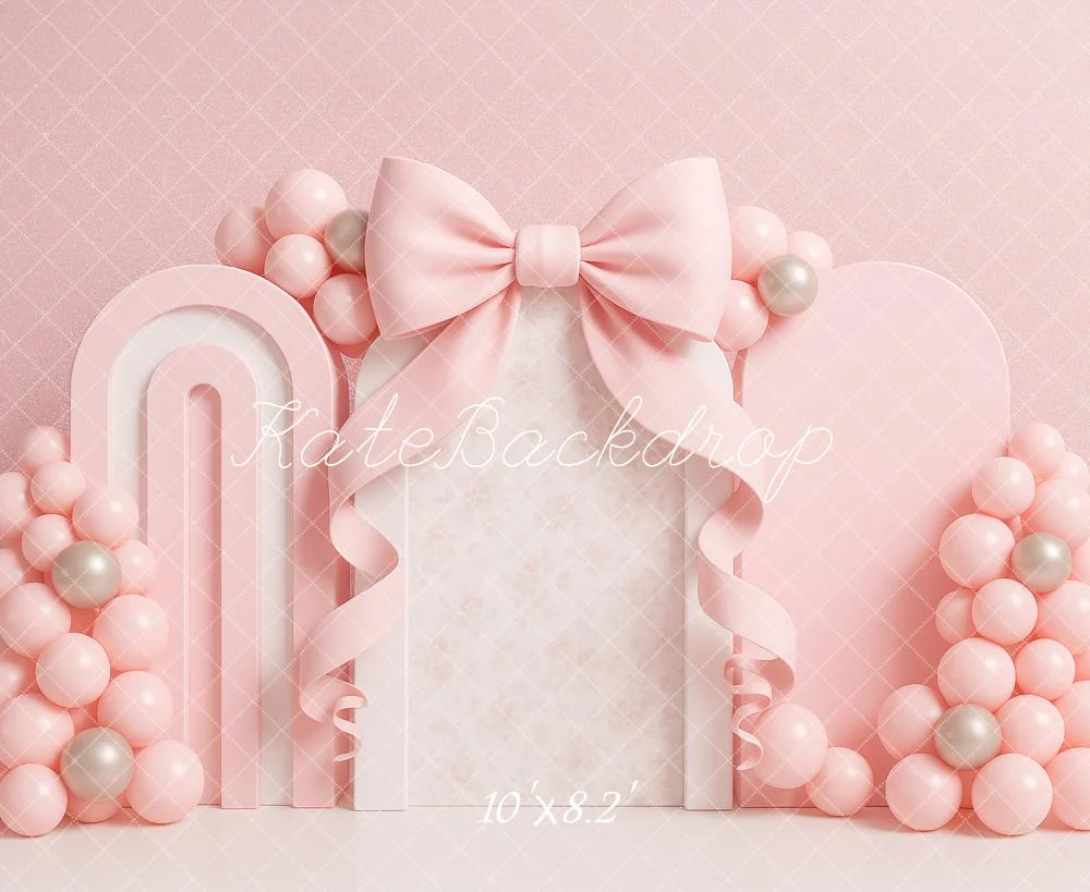 Kate Cake Smash Bow Pink Balloon Arch Backdrop Designed by Ashley Paul - Image 10