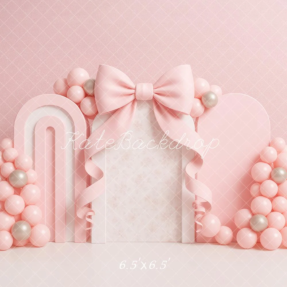Kate Cake Smash Bow Pink Balloon Arch Backdrop Designed by Ashley Paul - Image 7