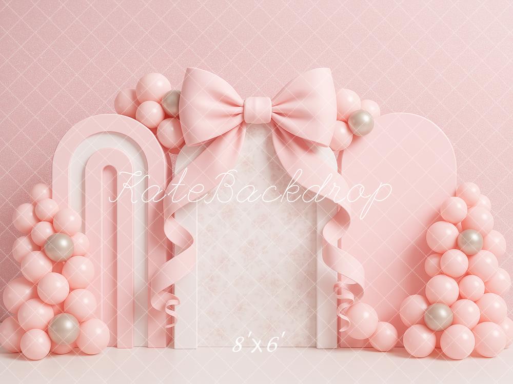 Kate Cake Smash Bow Pink Balloon Arch Backdrop Designed by Ashley Paul - Image 8