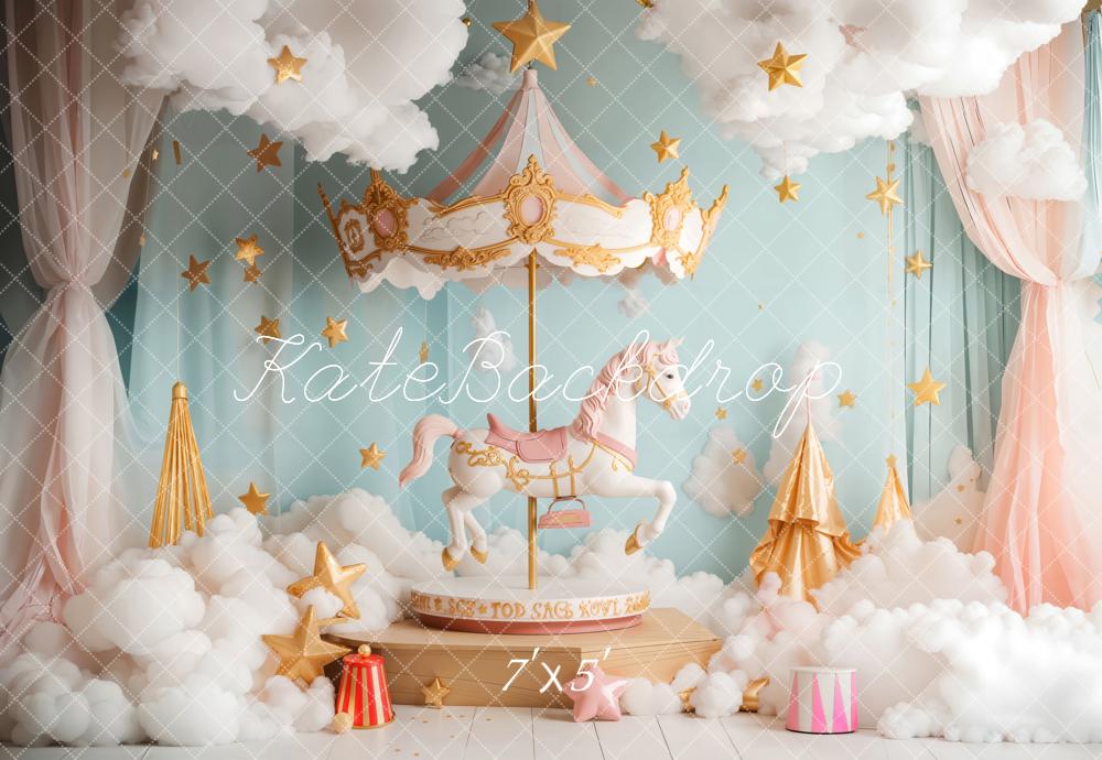 Kate Cake Smash Carousel Fantasy Cloud Backdrop Designed by Emetselch - Image 2