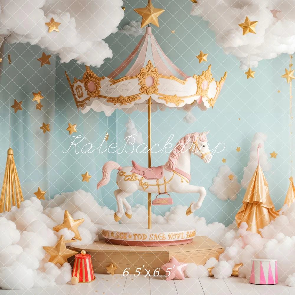 Kate Cake Smash Carousel Fantasy Cloud Backdrop Designed by Emetselch - Image 4