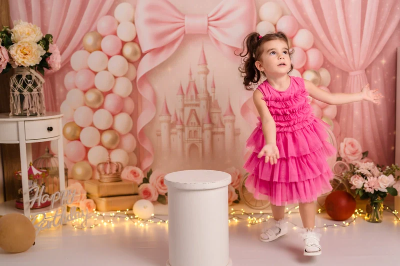 Kate Cake Smash Castle Pink Princess Carriage Backdrop Designed by Ashley Paul - Image 13