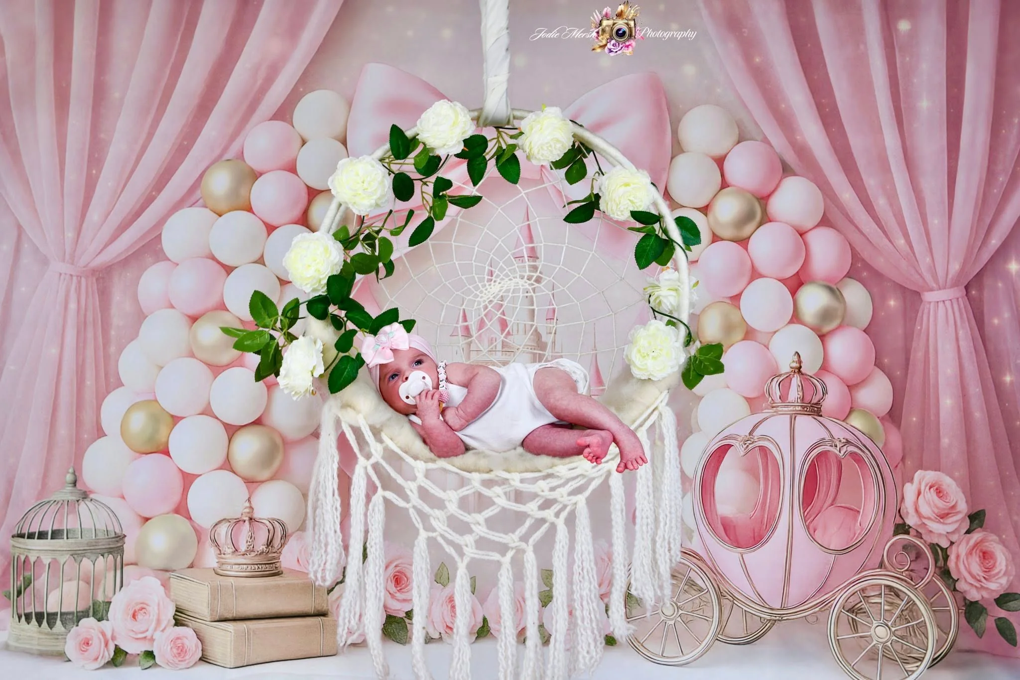 Kate Cake Smash Castle Pink Princess Carriage Backdrop Designed by Ashley Paul - Image 3