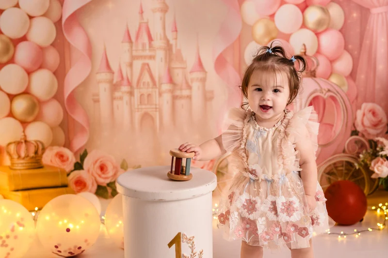 Kate Cake Smash Castle Pink Princess Carriage Backdrop Designed by Ashley Paul - Image 5