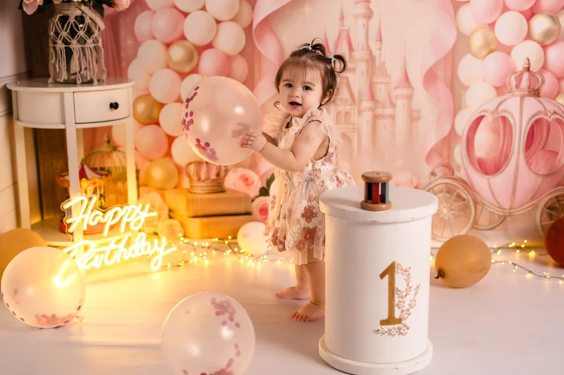 Kate Cake Smash Castle Pink Princess Carriage Backdrop Designed by Ashley Paul - Image 8