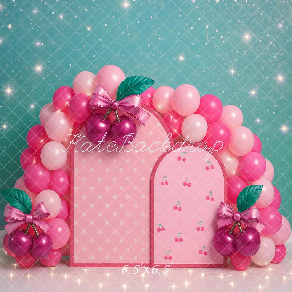 Kate Cake Smash Cherry Balloon Arch Backdrop Designed by Ashley Paul - Image 2
