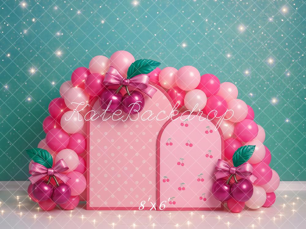 Kate Cake Smash Cherry Balloon Arch Backdrop Designed by Ashley Paul - Image 3