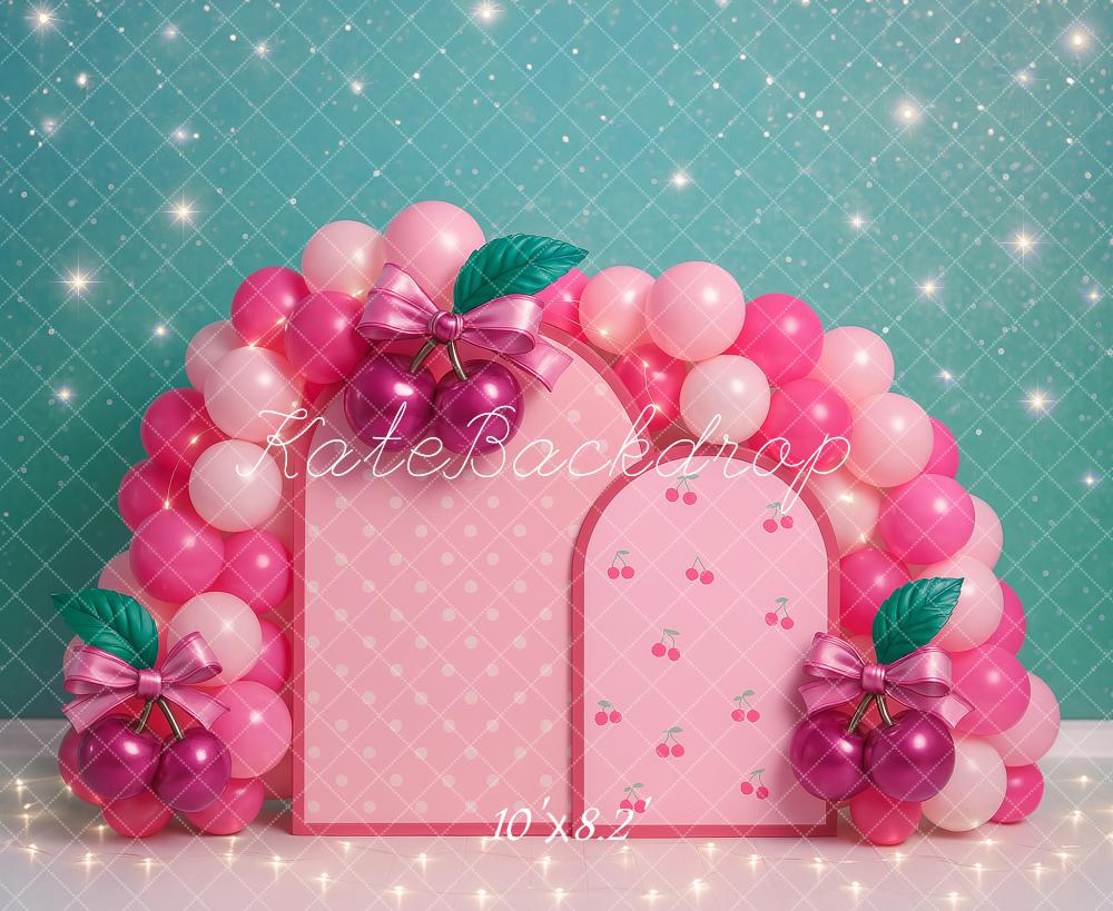 Kate Cake Smash Cherry Balloon Arch Backdrop Designed by Ashley Paul - Image 5