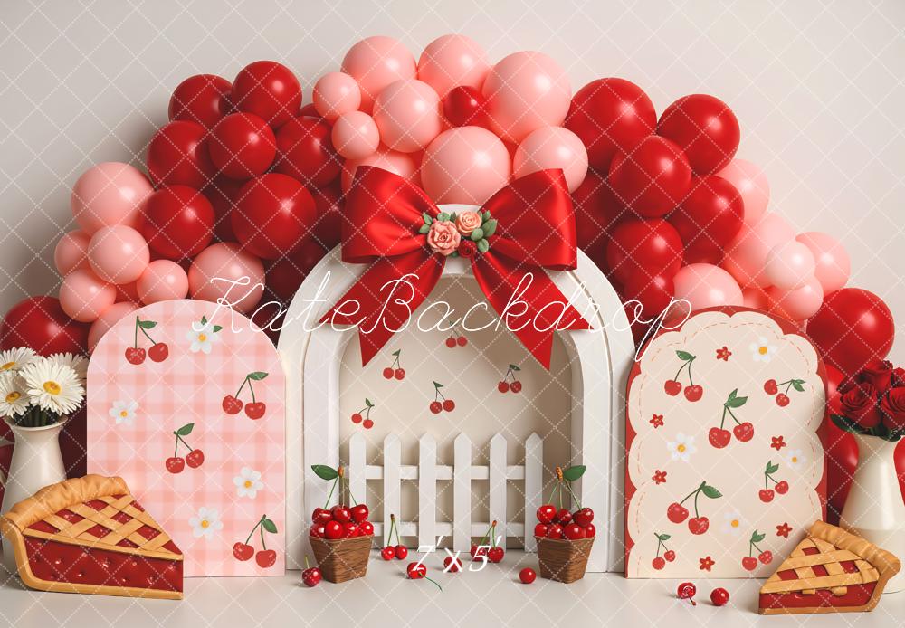 Kate Cake Smash Cherry Pie Balloon Arch Backdrop Designed by Mini MakeBelieve - Image 2