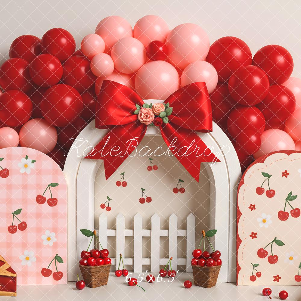 Kate Cake Smash Cherry Pie Balloon Arch Backdrop Designed by Mini MakeBelieve - Image 3