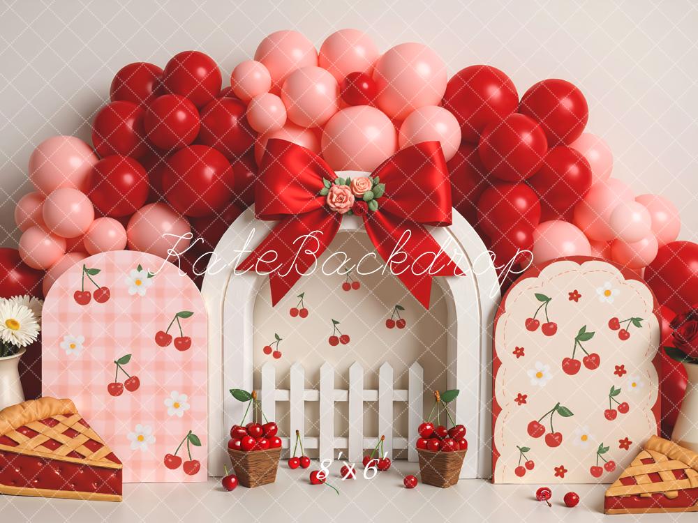 Kate Cake Smash Cherry Pie Balloon Arch Backdrop Designed by Mini MakeBelieve - Image 4