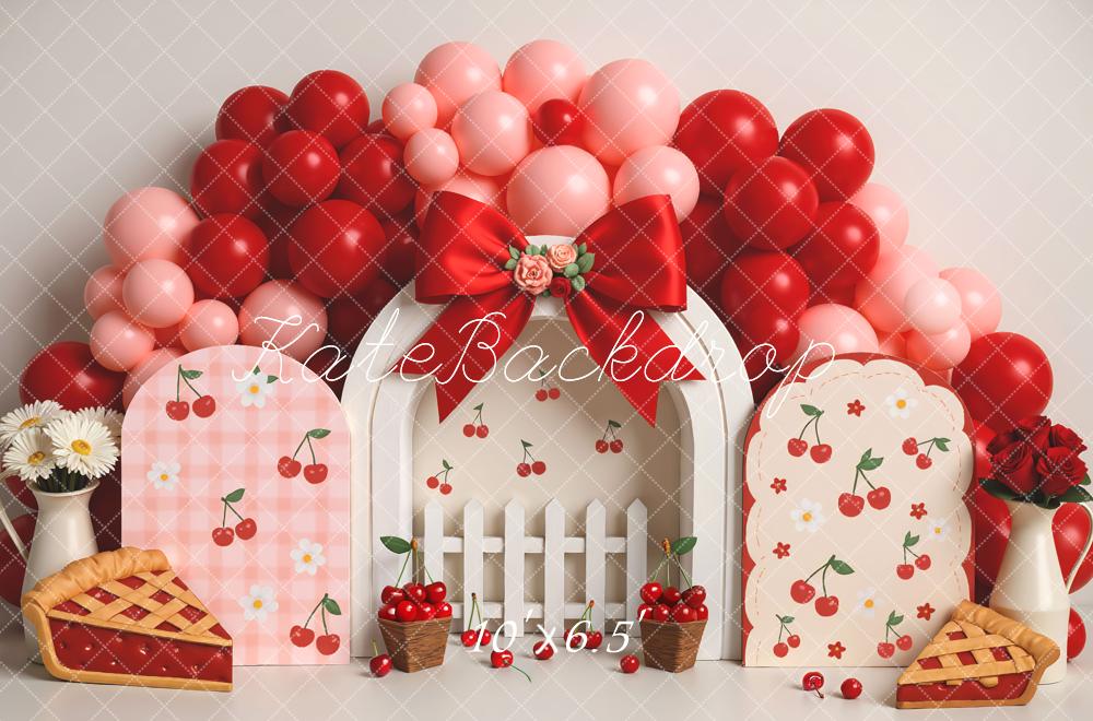 Kate Cake Smash Cherry Pie Balloon Arch Backdrop Designed by Mini MakeBelieve - Image 5