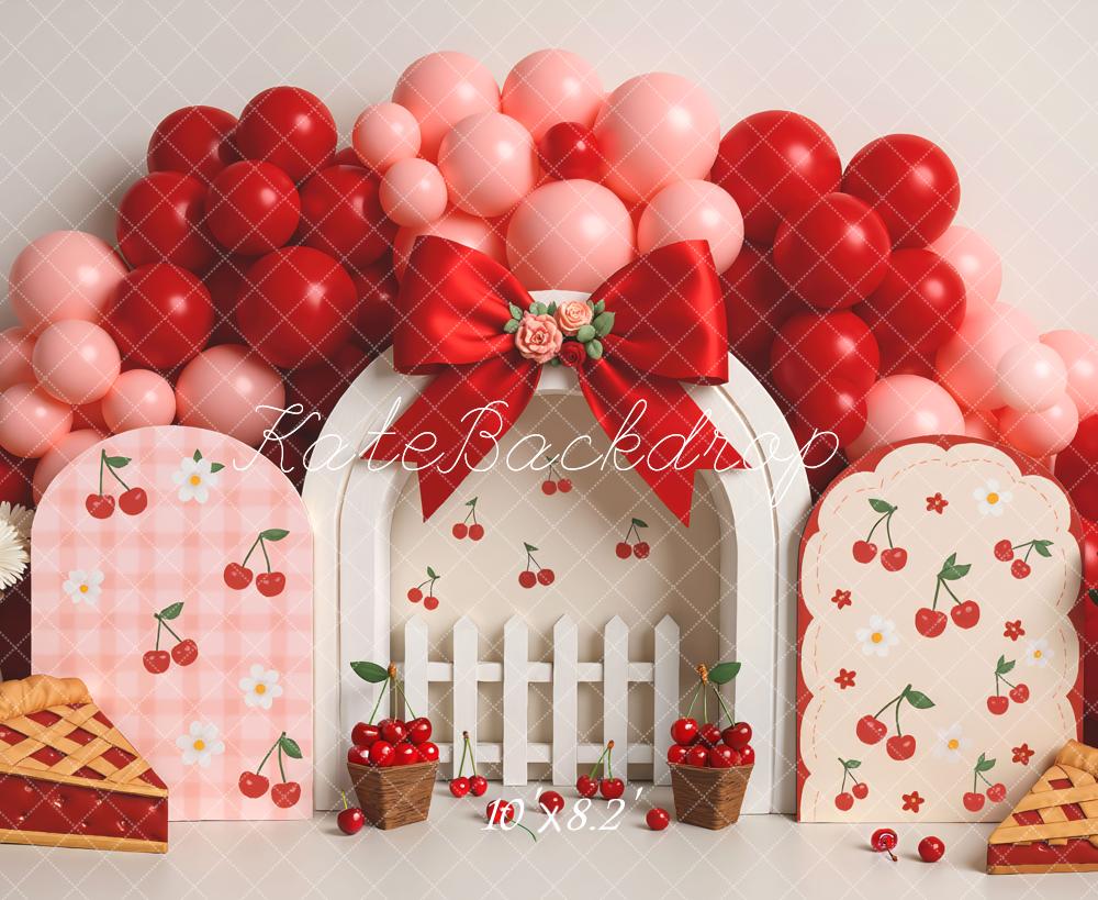 Kate Cake Smash Cherry Pie Balloon Arch Backdrop Designed by Mini MakeBelieve - Image 6