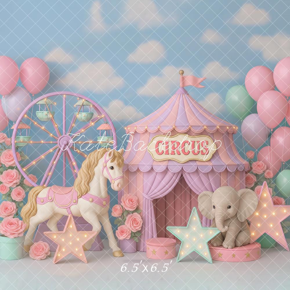 Kate Cake Smash Circus Carousel Elephant Backdrop Designed by Ashley Paul - Image 2