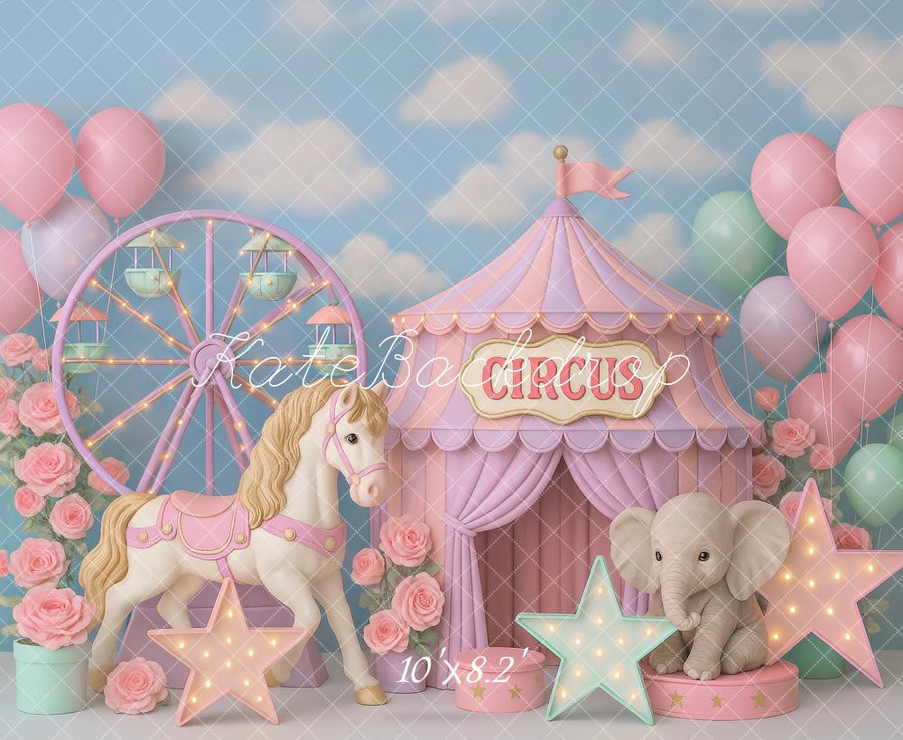 Kate Cake Smash Circus Carousel Elephant Backdrop Designed by Ashley Paul - Image 5