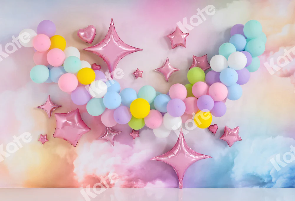 Kate Cake Smash Cloud Balloons Star Backdrop Designed by Emetselch - Image 2