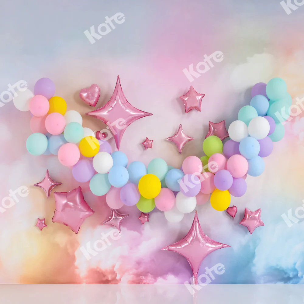 Kate Cake Smash Cloud Balloons Star Backdrop Designed by Emetselch - Image 3