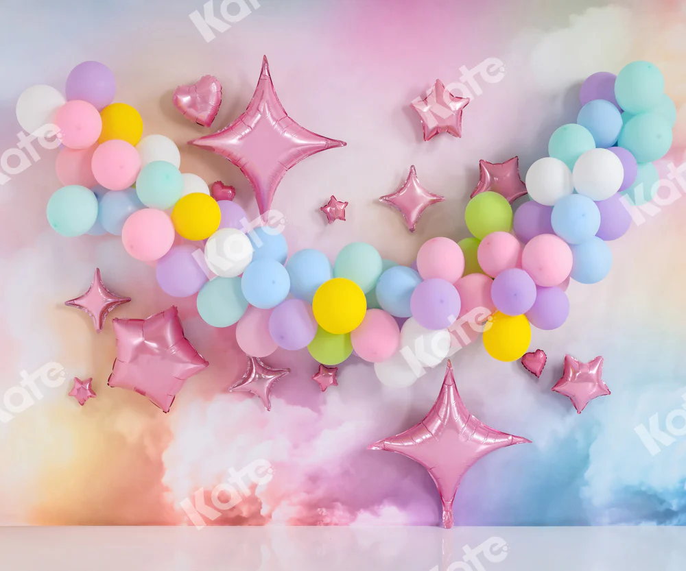 Kate Cake Smash Cloud Balloons Star Backdrop Designed by Emetselch - Image 4