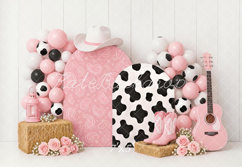 Kate Cake Smash Cowgirl Pink Western Backdrop Designed by Ashley Paul - Image 2