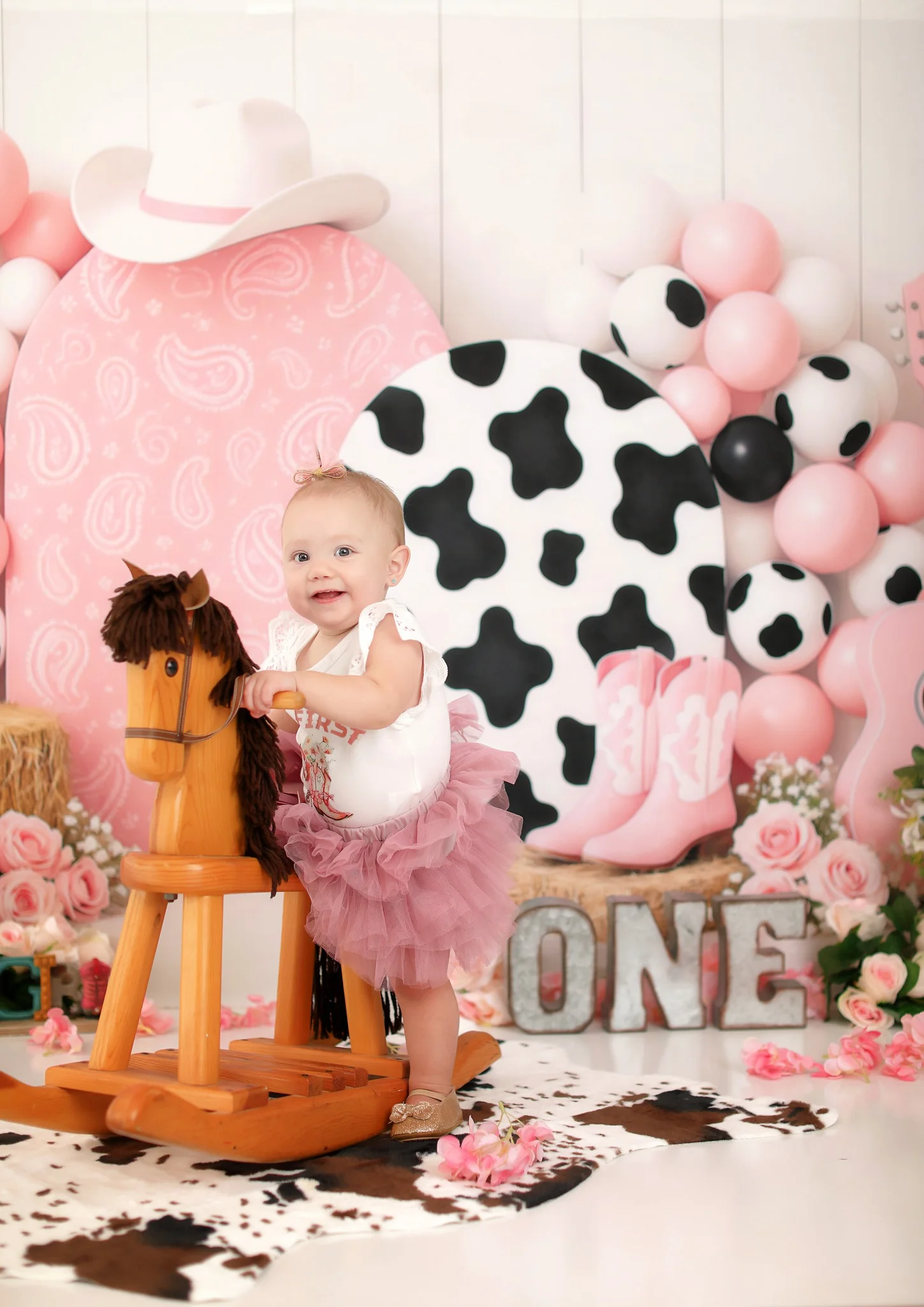 Kate Cake Smash Cowgirl Pink Western Backdrop Designed by Ashley Paul - Image 4