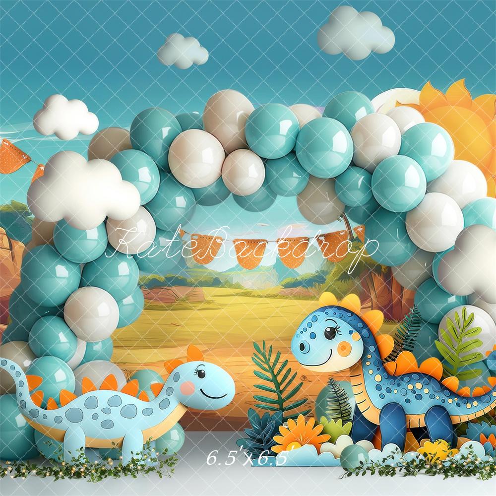 Kate Cake Smash Dinosaur Balloon Arch Backdrop Designed by Laura Bybee - Image 2