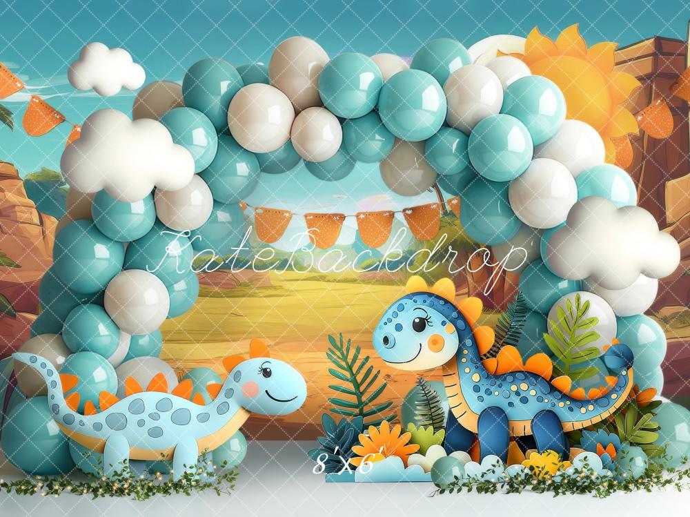 Kate Cake Smash Dinosaur Balloon Arch Backdrop Designed by Laura Bybee - Image 3