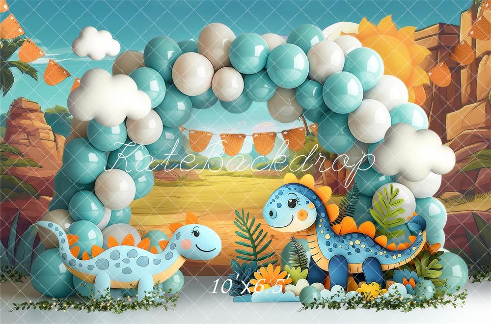 Kate Cake Smash Dinosaur Balloon Arch Backdrop Designed by Laura Bybee - Image 4