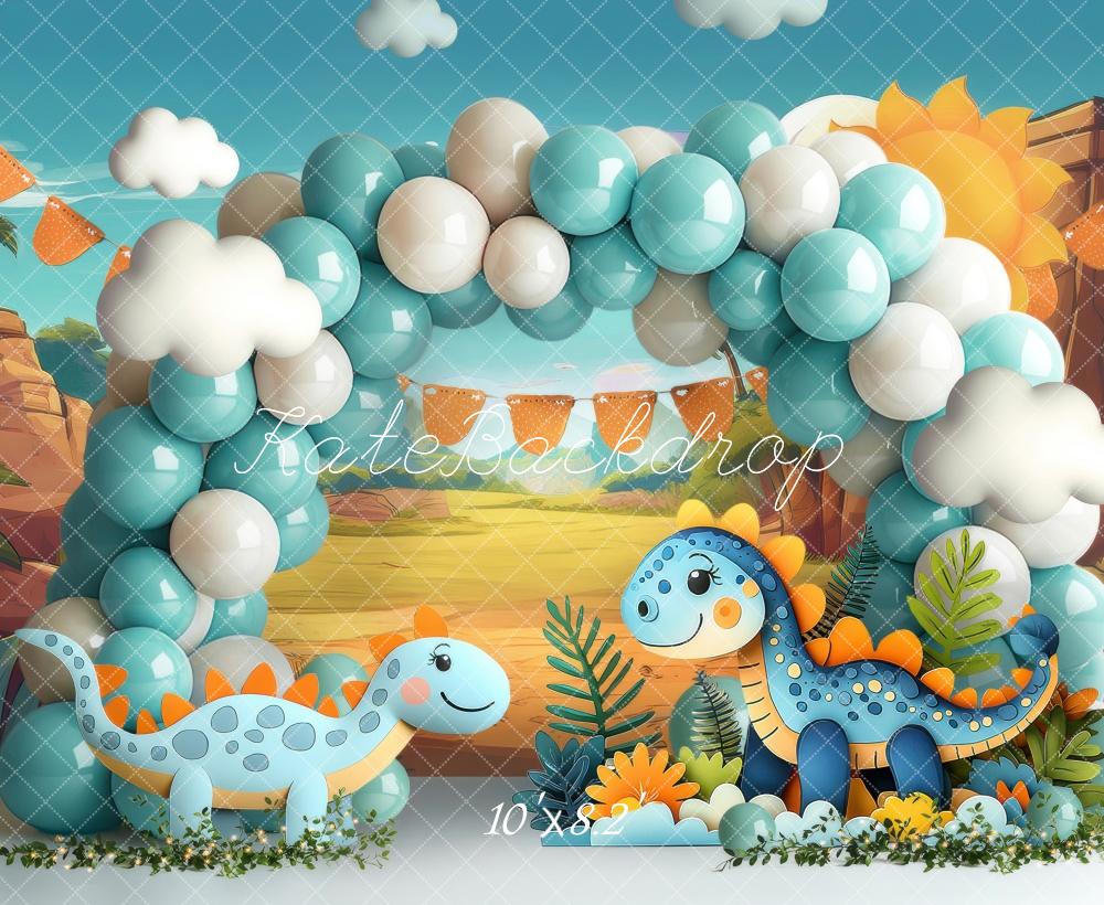Kate Cake Smash Dinosaur Balloon Arch Backdrop Designed by Laura Bybee - Image 5