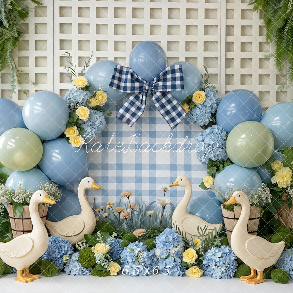Kate Cake Smash Ducks Blue Balloons Backdrop Designed by Emetselch - Image 2