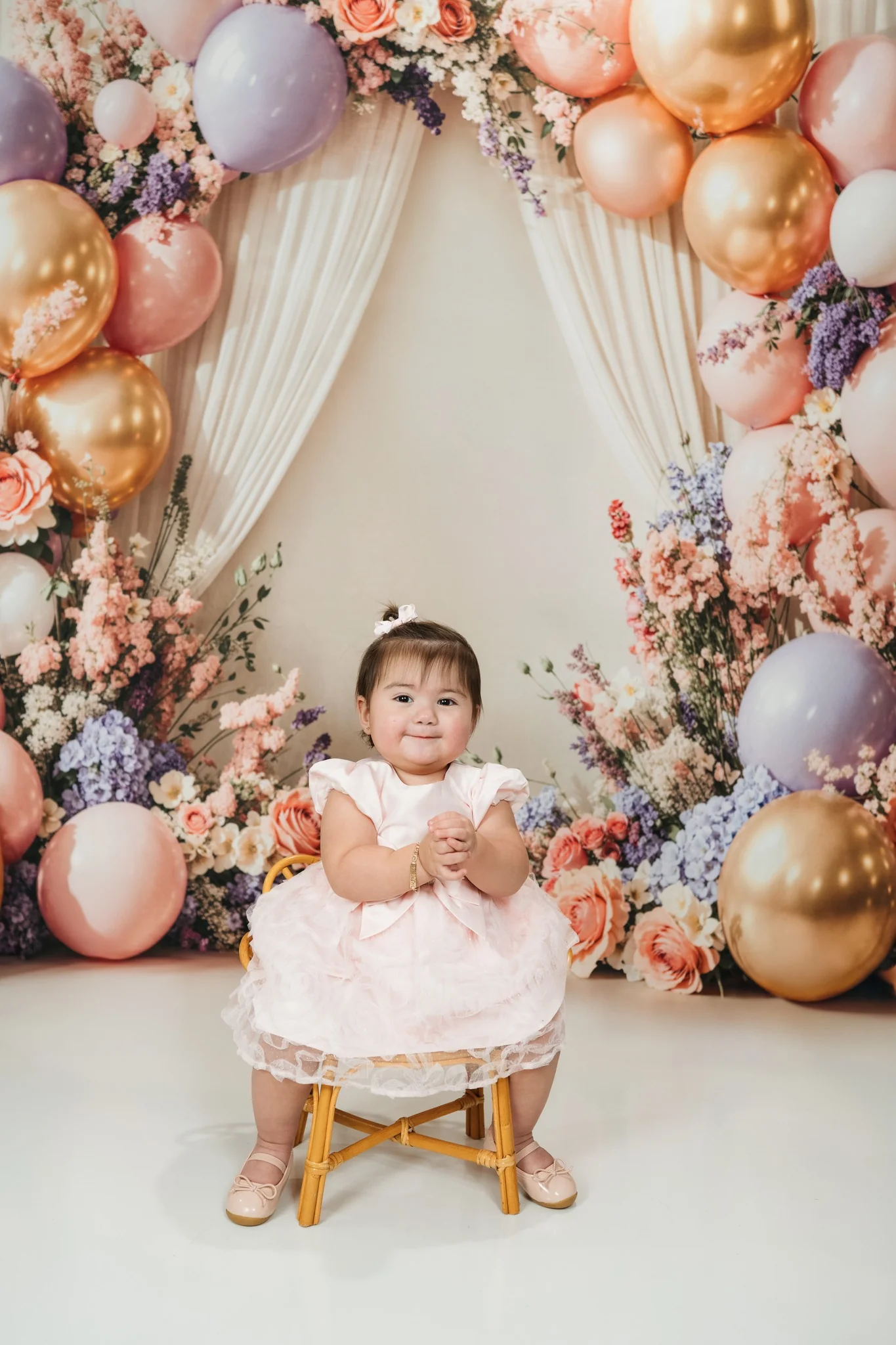 Kate Cake Smash Floral Balloon Arch Backdrop Designed by Emetselch - Image 2