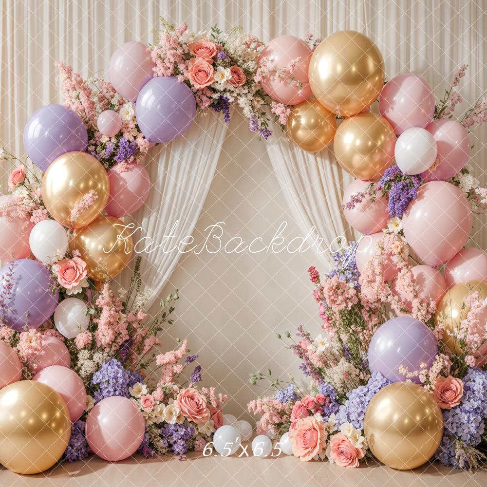 Kate Cake Smash Floral Balloon Arch Backdrop Designed by Emetselch - Image 3