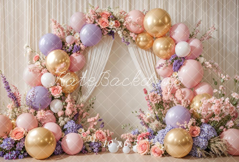 Kate Cake Smash Floral Balloon Arch Backdrop Designed by Emetselch - Image 5