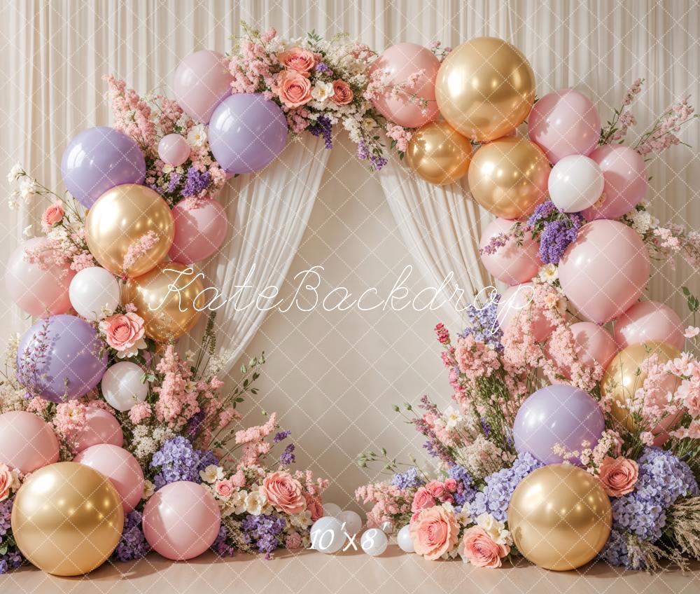 Kate Cake Smash Floral Balloon Arch Backdrop Designed by Emetselch - Image 6