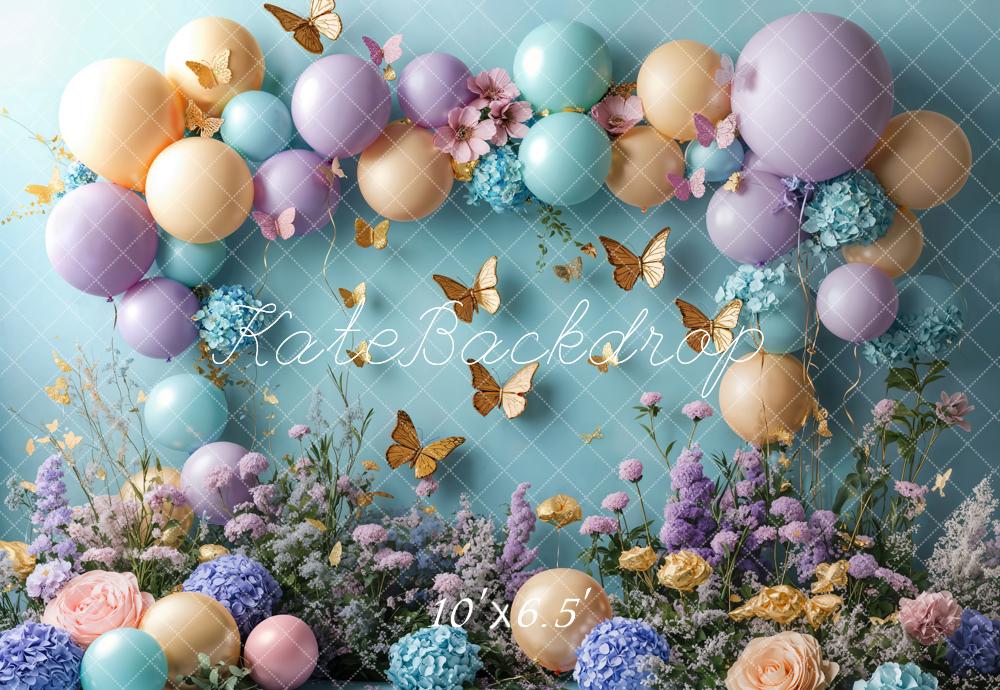 Kate Cake Smash Floral Balloon Butterfly Backdrop Designed by Emetselch - Image 4