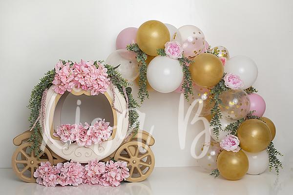 Kate Cake Smash Floral Balloon Carriage Backdrop Designed by Lisa B - Image 2