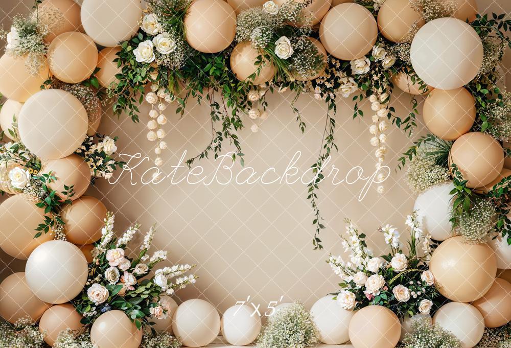 Kate Cake Smash Flower Beige Balloon Wall Backdrop Designed by Emetselch - Image 2