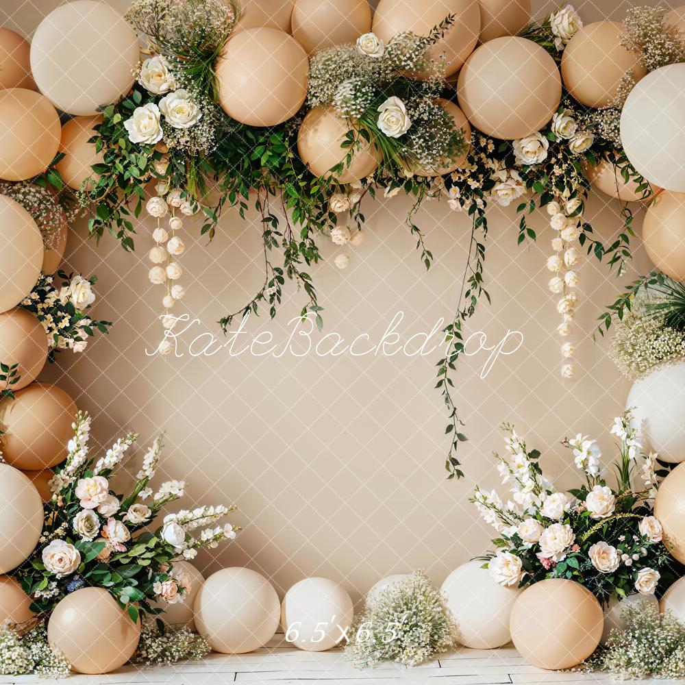 Kate Cake Smash Flower Beige Balloon Wall Backdrop Designed by Emetselch - Image 4