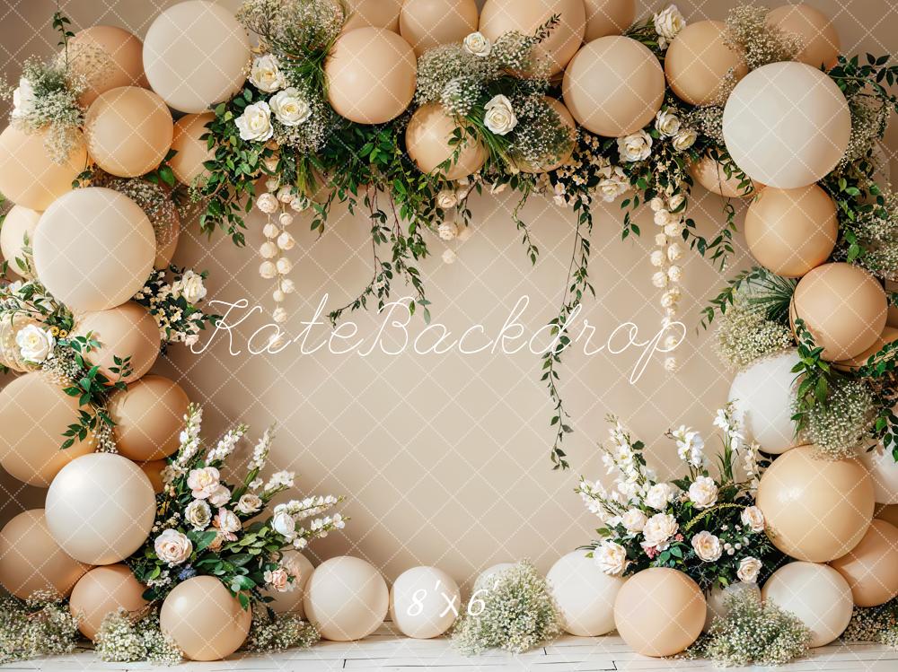 Kate Cake Smash Flower Beige Balloon Wall Backdrop Designed by Emetselch - Image 5
