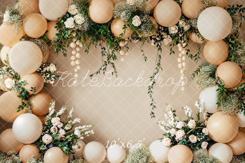 Kate Cake Smash Flower Beige Balloon Wall Backdrop Designed by Emetselch - Image 6