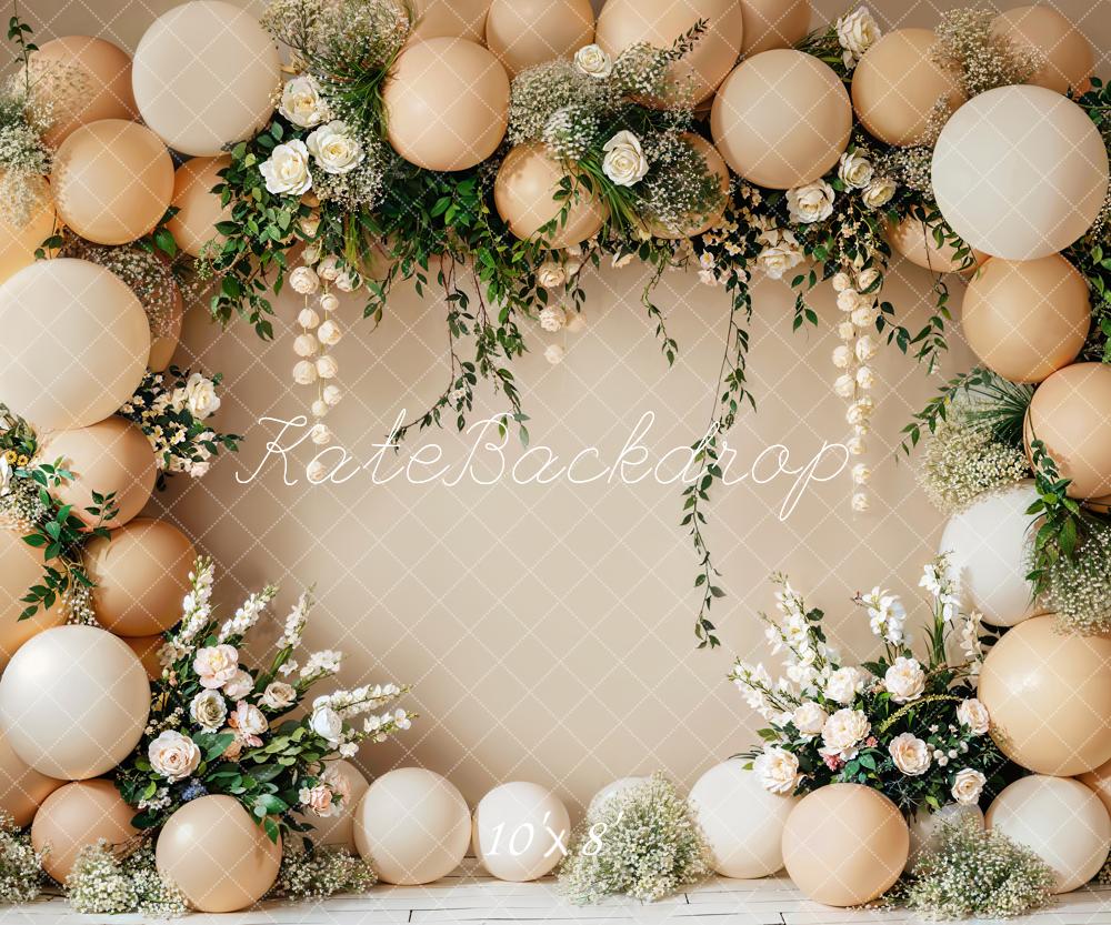 Kate Cake Smash Flower Beige Balloon Wall Backdrop Designed by Emetselch - Image 7
