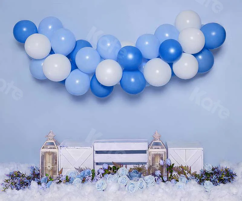 Kate Cake Smash Flowers Balloon Blue Boy Backdrop Designed by Emetselch - Image 5