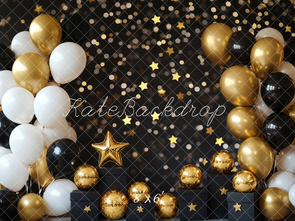 Kate Cake Smash Gold&Black Balloon Backdrop Designed by Emetselch - Image 3