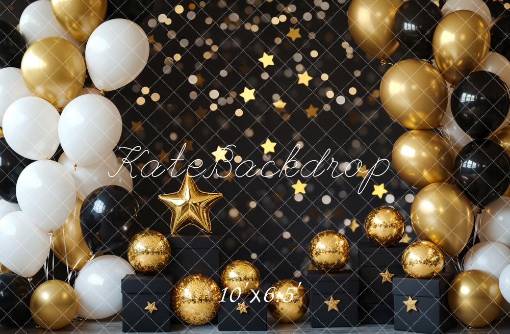 Kate Cake Smash Gold&Black Balloon Backdrop Designed by Emetselch - Image 4