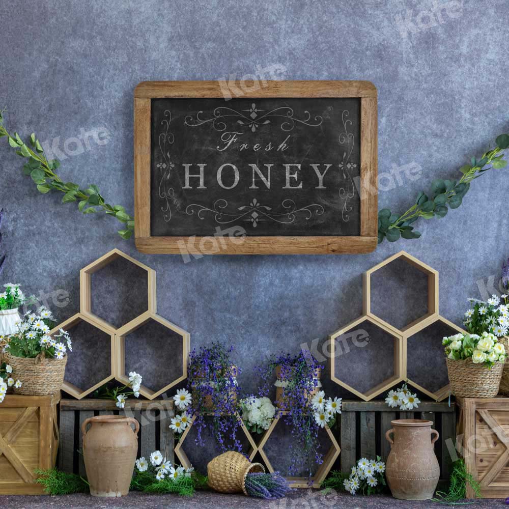 Kate Cake Smash Honey Blue Spring Backdrop Designed by Emetselch - Image 2